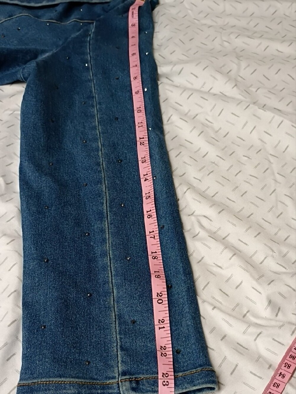 Nwt DG2 By Diane Gilman Tailored Denim Jacket/Blazer With Rhinestone Size L - Picture 10 of 11